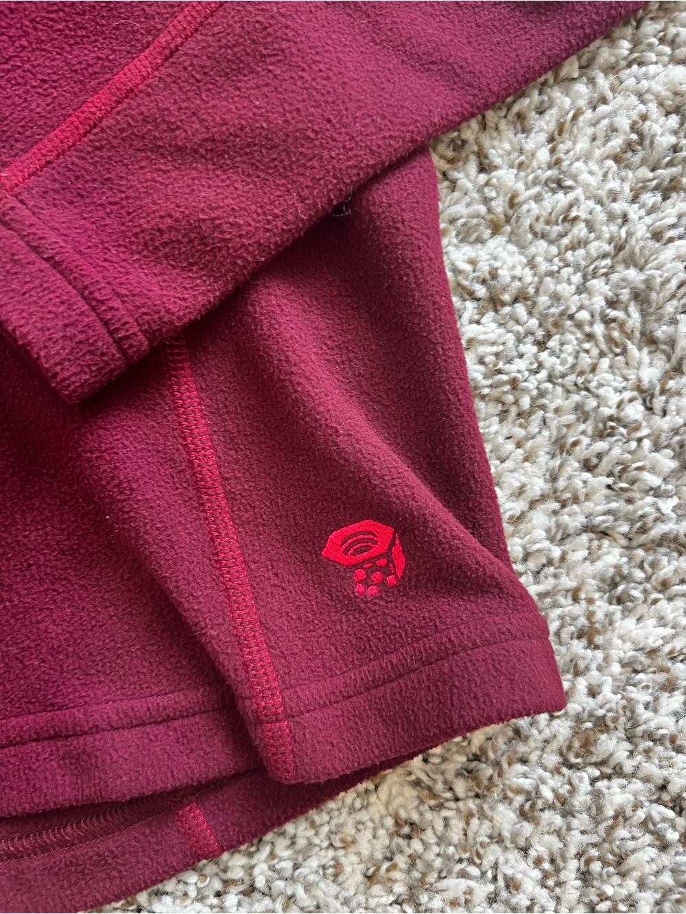 Mountain Hardwear Microchill 2.0 1/4 Zip T Fleece Pullover Maroon/Burgundy Sz M - Picture 2 of 9